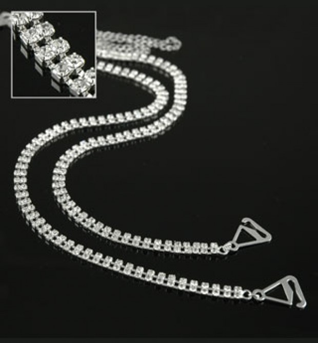 Bra Straps - Two-row Crystal Chain Strap - Clear