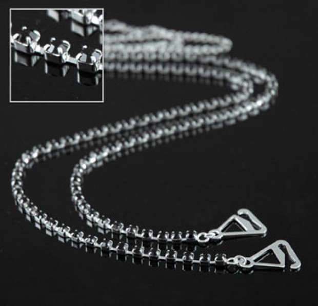 Bra Straps - Single Line Crystal Chain Strap - Black