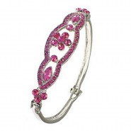 Swarovski Crystal Bracelet w/ Folded Closure - Pink - BR-03241PK