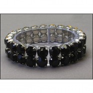 2-Line Swarovsky Crystal Stretchable Bracelet - Black - BR-39SS-S2BK