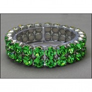 2-Line Swarovsky Crystal Stretchable Bracelet - Green - BR-39SS-S2GN