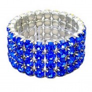4-Line Swarovsky Crystal Stretchable Bracelet - Blue - BR-39SS-S4BL