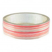 Hand Painted Cuff/ Stripe - Pink Color - BR-5077PK