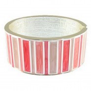 Hand Painted Hinge Bracelet/ Bar - Pink Color - BR-5081PK