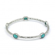 Bangle Bracelets w/ Coral Like Stones - Turquoise - BR-81190TQ