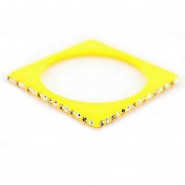 Bangle Bracelets - Square Shape w/ Rhinstones - Yellow - BR-ACB2689G2