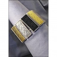 Casting Silver Deco Design Bar Stretchable Bracelet - Silver Multi  - BR-ACQB2069SM