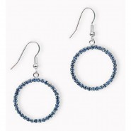 Dangling Rhinestones Circle Earrings - L. Blue - ER-20679LSA