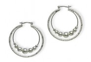 Double Hoops Earrings - Silver Ball - ER-20875S