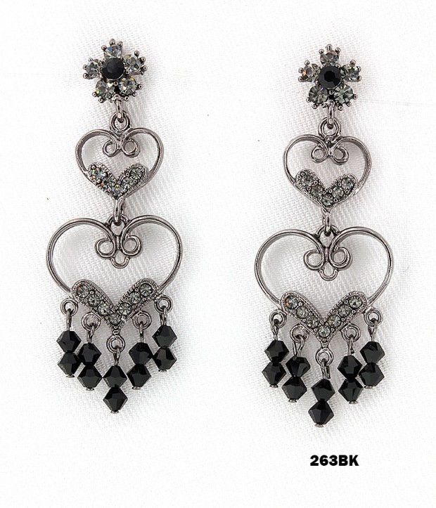 Crystal Earrings  - Black - ER-263BK