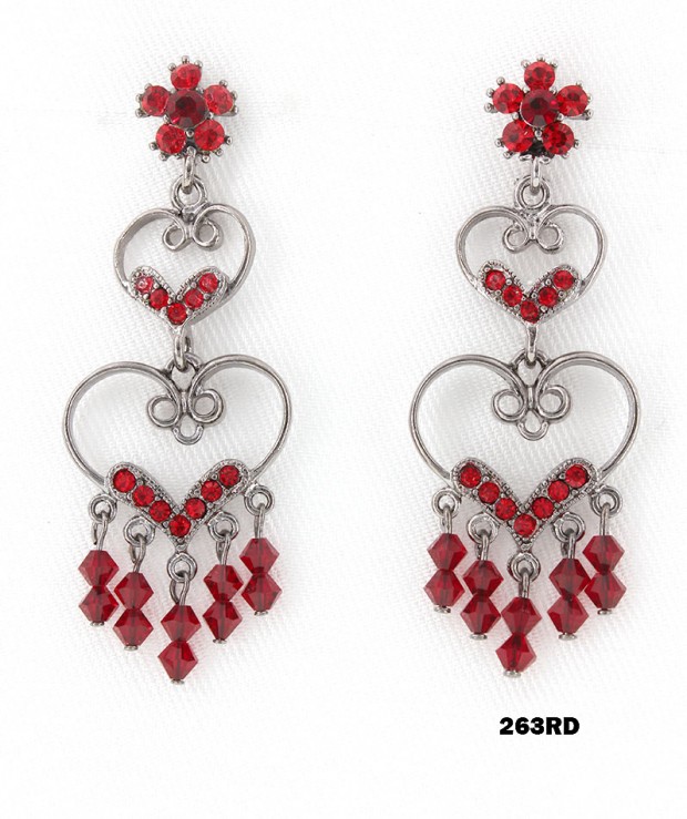 Crystal Earrings  - Red - ER-263RD