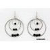 Triple Hoops Crystal Dangle Earrings/ Silver Tone - Black - ER-ACQE4069B