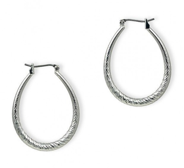 Silver Look Hoops Earrings - Silver - ER-HD3S-S