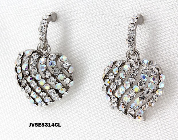 Post Rhinestone Earrings - Heart - ER-JVSE8314CL