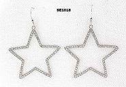 Rhodium Plated Rhinestone Dangling Star Earrings - ER-SE1018