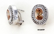 925 Sterling Silver Earrings w/ CZ - Taupez - ER-SV160TP