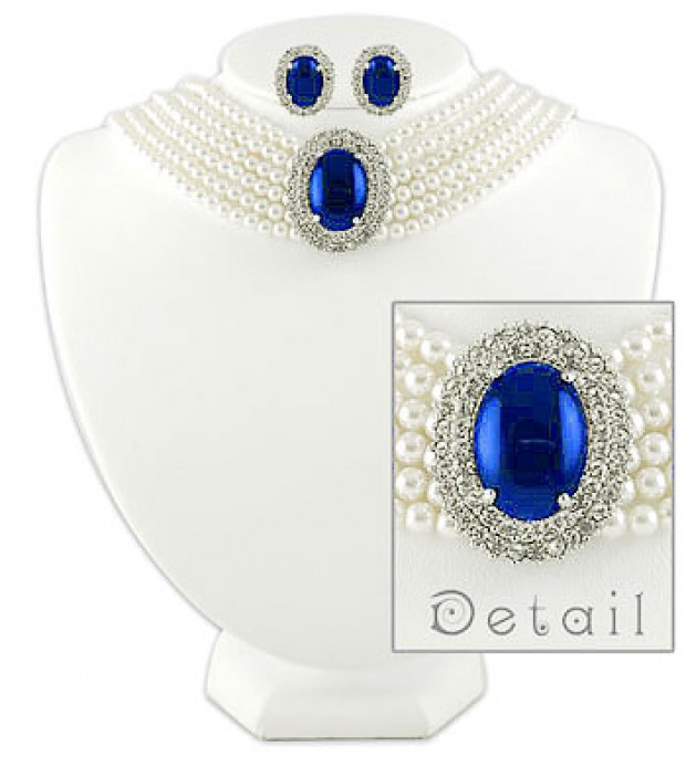 Multi Chain Oval Pendant Necklace & Earrings Set