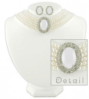Multi Chain Oval Pendant Necklace & Earrings Set