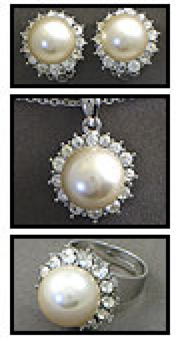 Gift set: Pearl Necklace + Earrings + Ring Set 