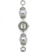 Bracelet Watch - Pearl Like Links Band - WT-L80626WT