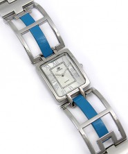 Lady Watch - Chrome Square Link Band- Blue - WT-L80639BL
