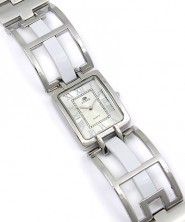Lady Watch - Chrome Square Link Band- White - WT-L80639WT