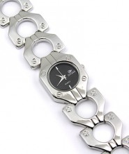 Lady Watch - Hexagon Metal Link Band- Silver - WT-L80651SV