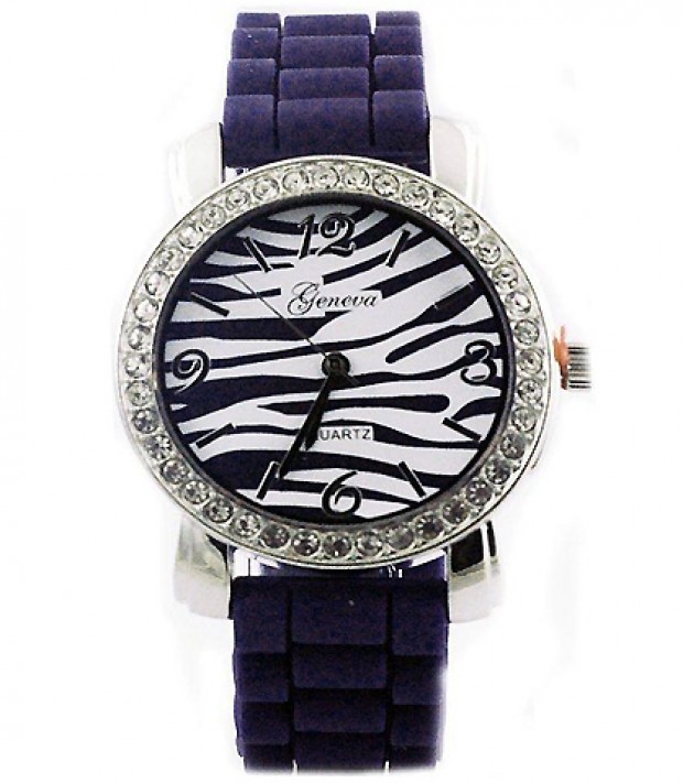 Lady Watch - Slicone Band w/ Stripes Dial - Purple -WT-MN8001Z-PL